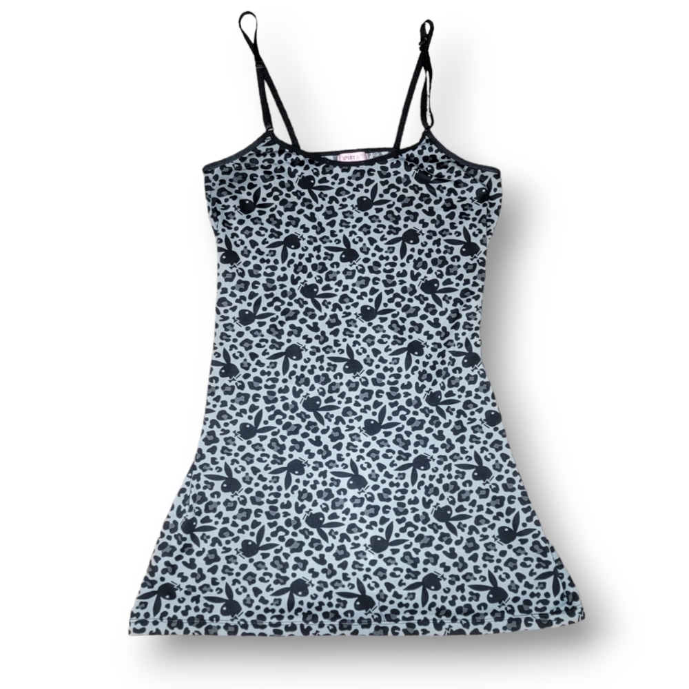 Y2k Playboy intimates Bunny Cheetah Slip mini short dress lingerie size medium